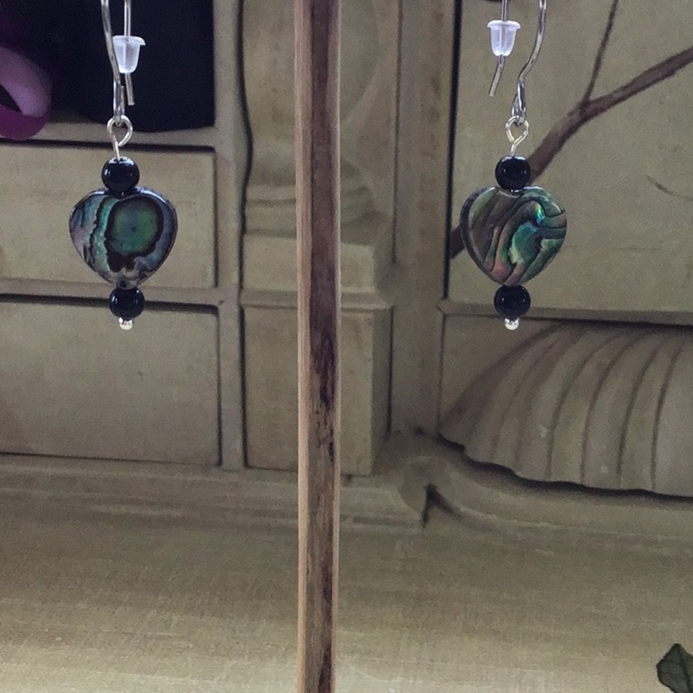 Darling, Dainty Abalone Heart Earrings!